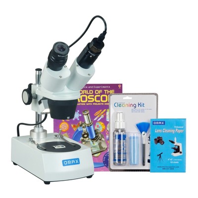 OMAX 10X-20X-30X-60X 5MP Camera Binocular Stereo Microscope+Cleaning Pack+Book