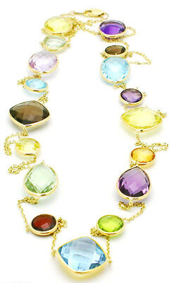 Mother’s Day 14K Yellow Goldtone Multi Gemstone Multi Color 36" Necklace