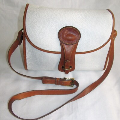 Dooney Bourke Vintage White Leather Medium Shoulder Bag Satchel Purse USA 