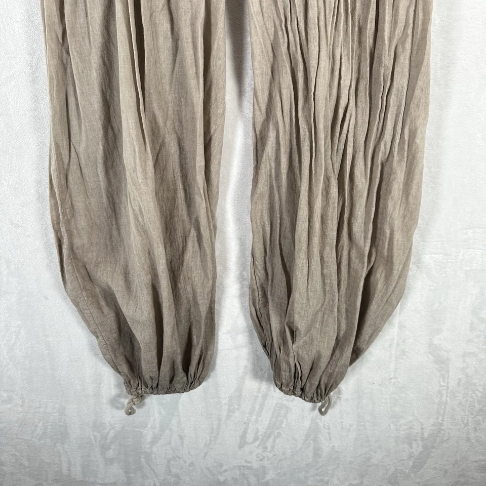 Pants Women Small Parachute Beige Baggy Lantern Drop Crotch Semi Sheer Italian - Image 3 of 4