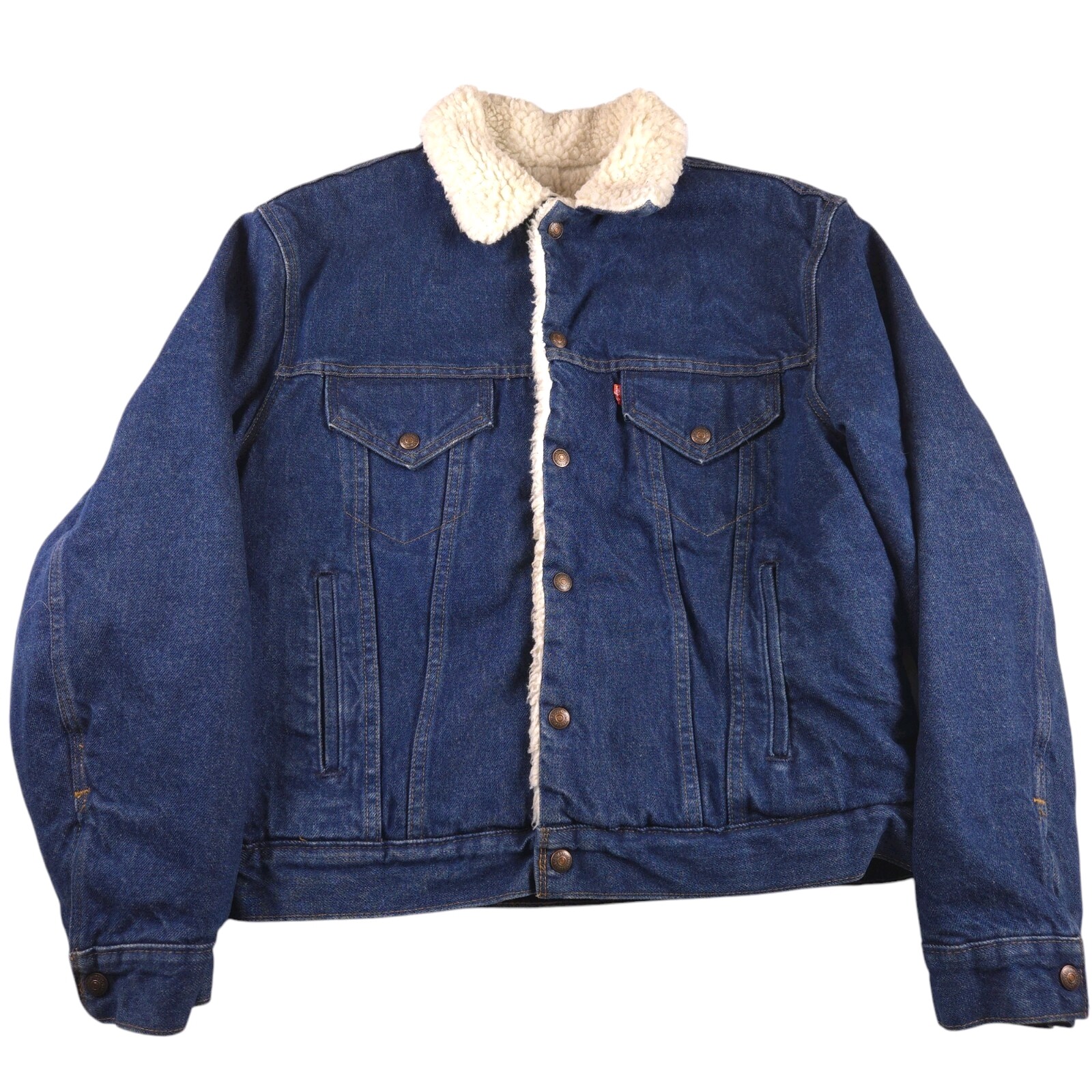 Vintage Levi's Sherpa Trucker Denim Jacket Made In USA San Francisco Size 42