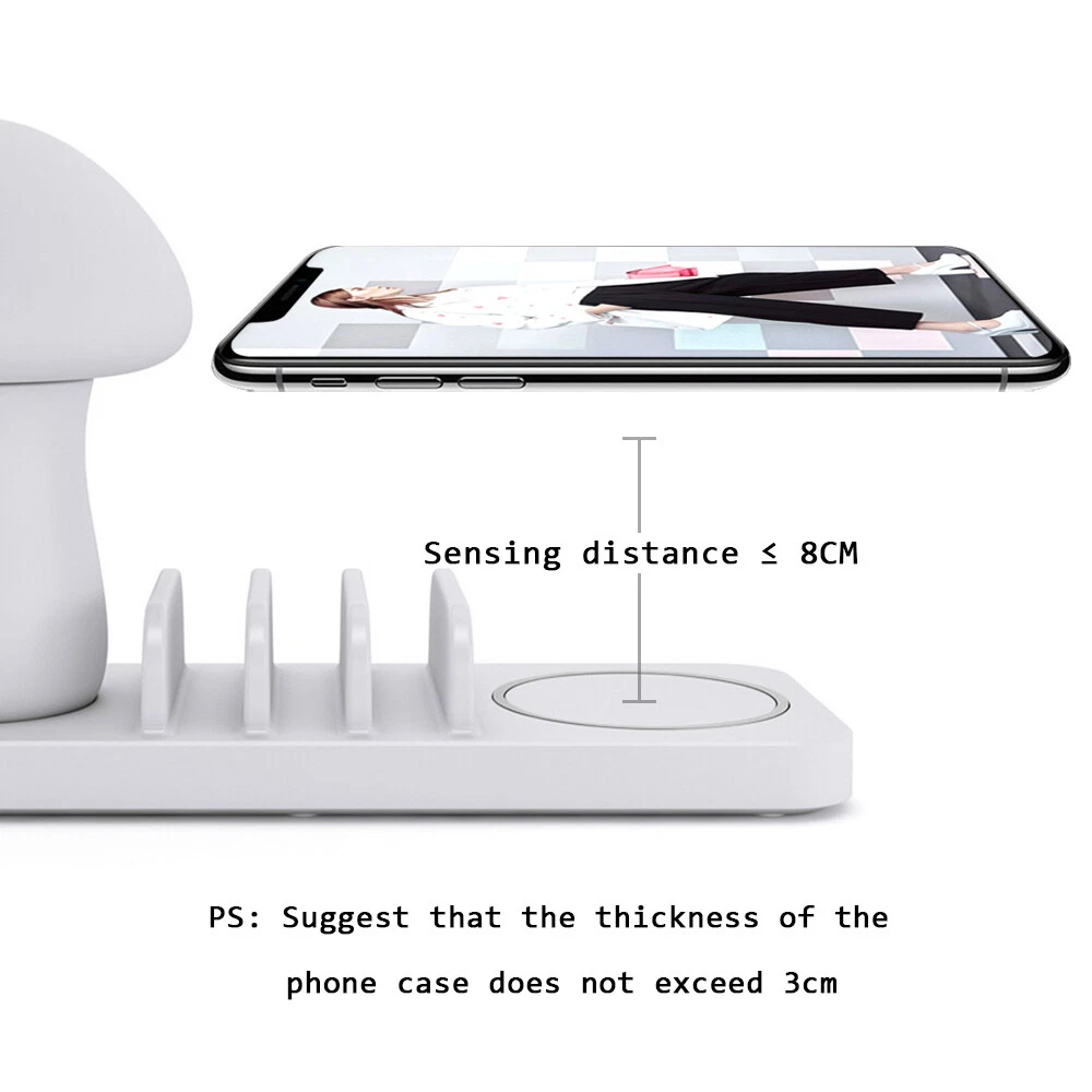 USB Hub 3 Ports Mushroom Lamp Charger Charging Station And Wireless Charging Pad USB Hub 3 Ports Mushroom Lamp Charger Charging Station And Wireless Charging Pad