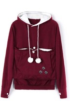 Autumn Men Womena Cute Hoodie Sweatshirt Pullover w/ Cat Ear Pouch Pet Carrier