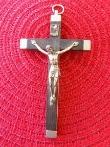 Vintage Italy INRI Christian Catholic Jesus Christ wood metal crucifix cross
