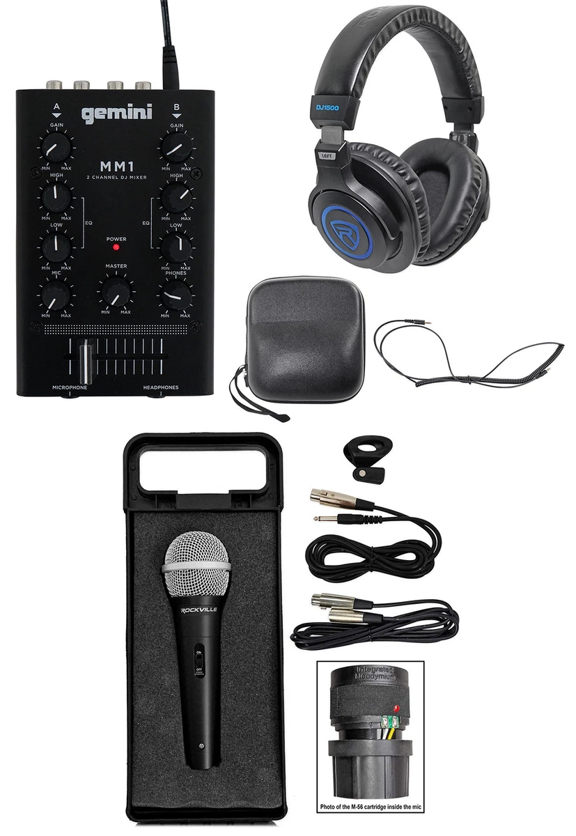 Gemini MM1 Pocket-Sized 2-Channel DJ Mixer w/ 2-Band EQ+Microphone