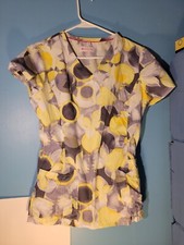 White Cross Womens Floral Short Sleeve Scrub Top