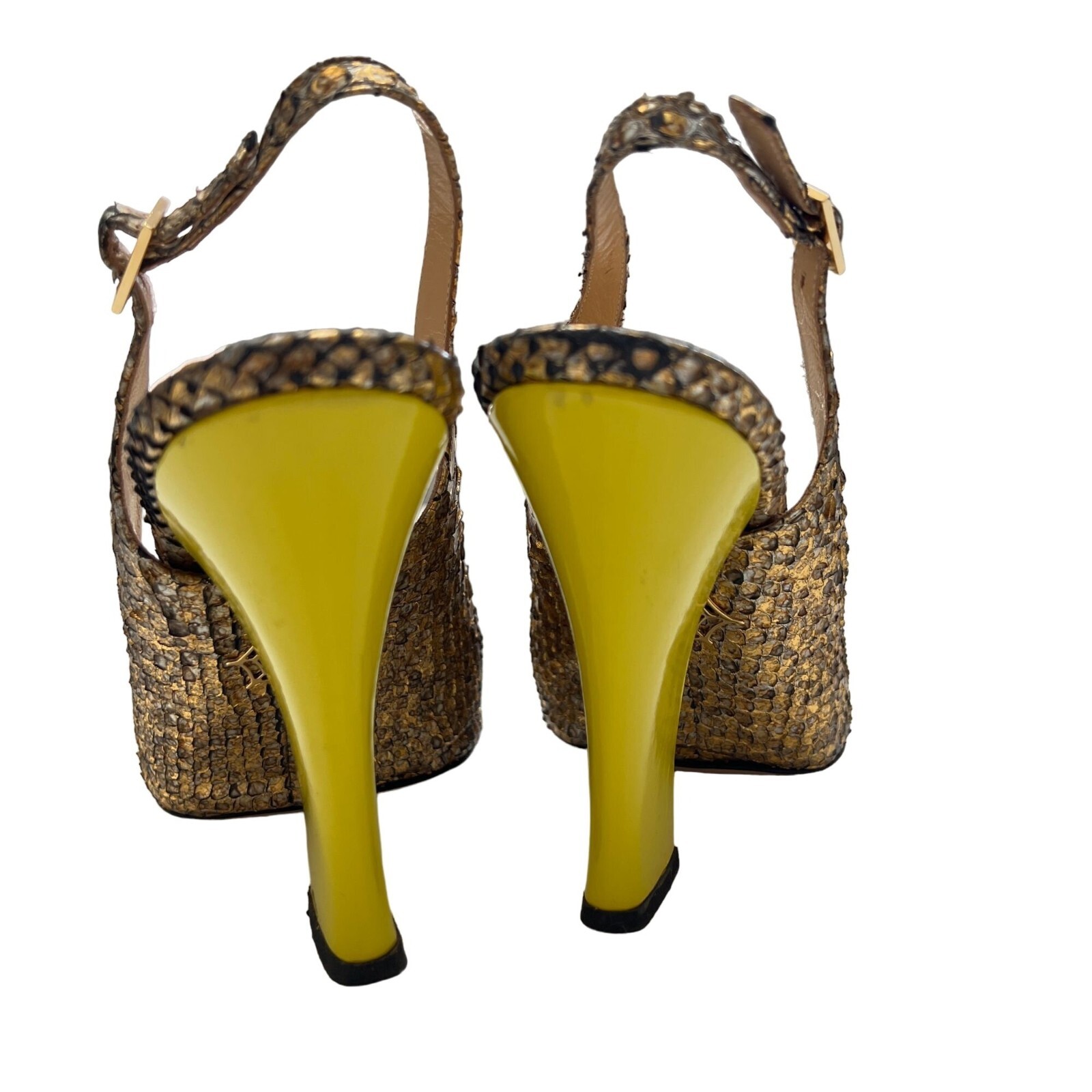 Charlotte Olympia Bronze Python Slingback Neon He… - image 8