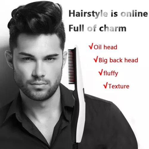 Beard Straightener Comb Quick Heated Brush Styler For Mens UK Pro Hair Electric - Picture 9 of 10