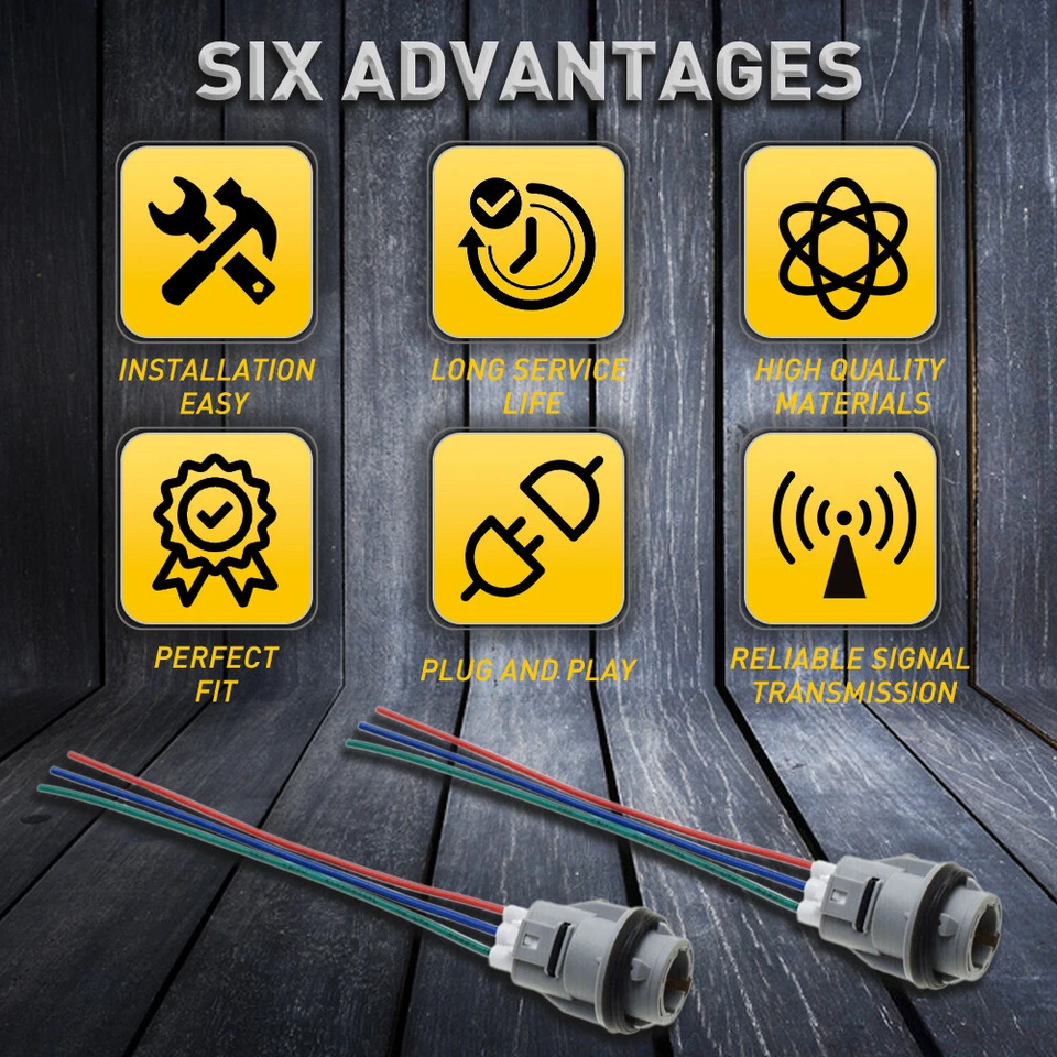 2 Front Turn Signal Light Socket Connector Harness W/ 3-Wire Kit For Honda Civic - Изображение 2 из 4