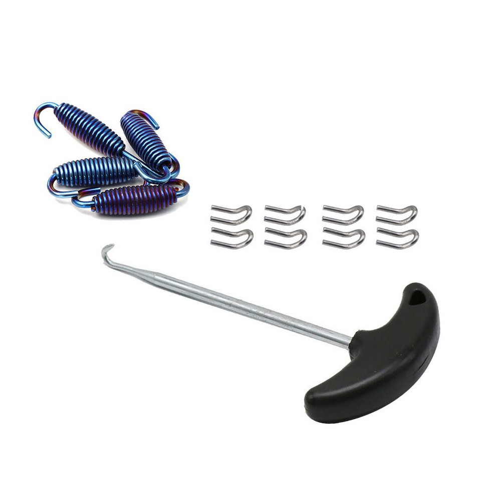 Motorcycle Exhaust Pipe Muffler Mounting Springs Hooks Set Link Blue