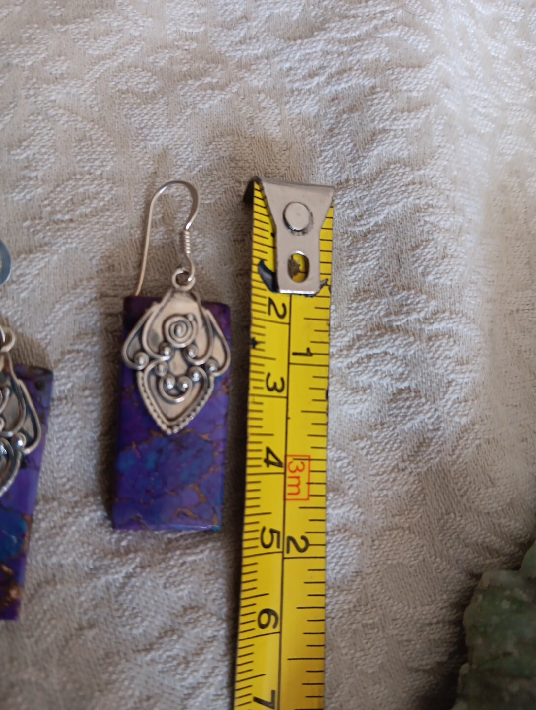 Purple Copper Turquoise Dangle Earrings Silver Ho… - image 7