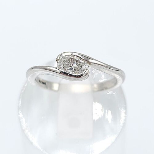 Platinum 0.40ct VS2 Natural Oval Diamond Crossover Solitaire Ladies Ring Size N - Picture 2 of 11