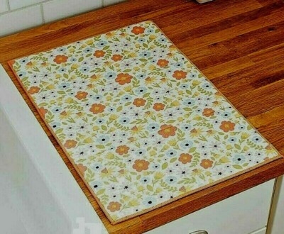 SENTIMENT KITCHEN ESSENTIALS PEACH FLORAL PRINT DRYING MAT