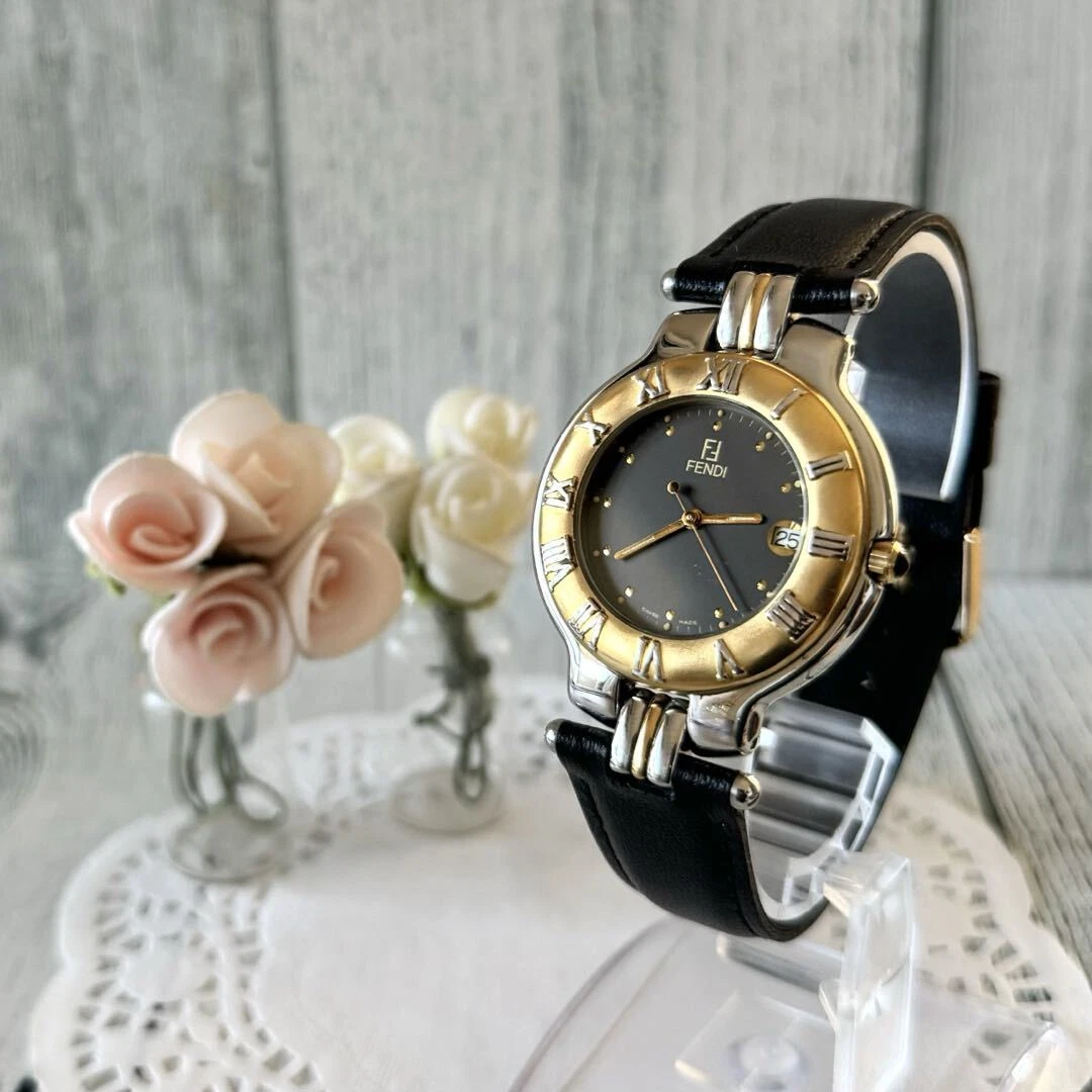 Orologio Fendi 900G Analogico Quarzo Uomo Batteria Sostituita Grigio Tondo Vintage 839643827