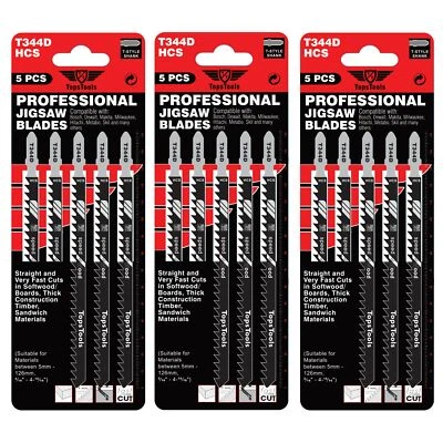 15 x TopsTools T344D Long 152mm Jigsaw Blades Very Fast Cuts For Wood Bosch