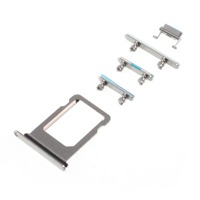 Sim Tray + Button Set für Apple iPhone X Mute Power Volume Tasten Halter Silber
