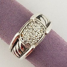 David Yurman Retired Silver Diamond Cable Ring