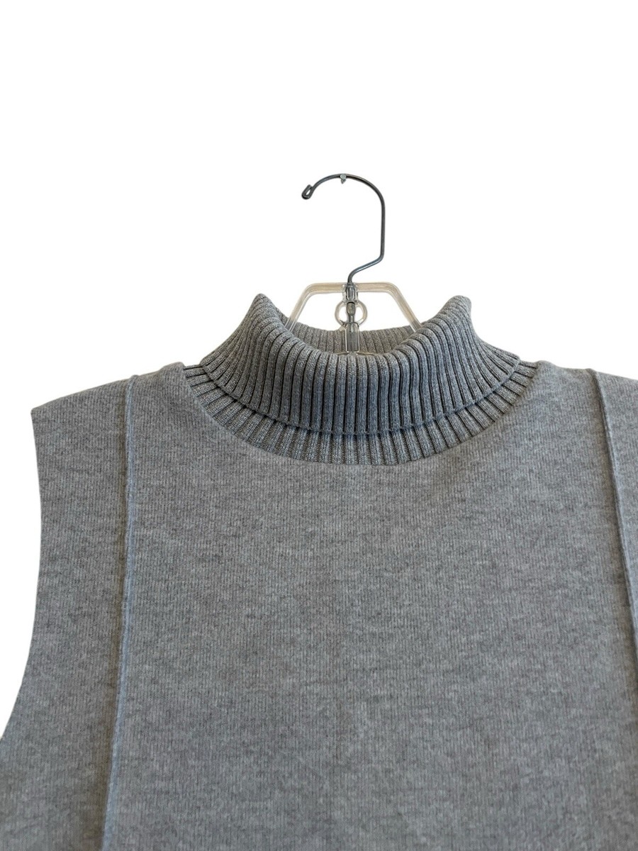 Zara Sleeveless Turtleneck Sweater Women Size Small Gray Raw Hems
