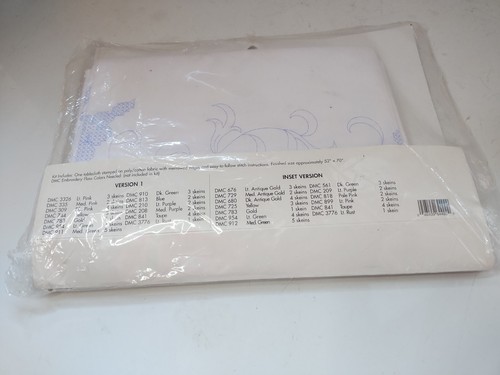 Bucilla Special Edition Floral Elegance Tablecloth Stamped Fabric 1996 Rectangle - Picture 9 of 9