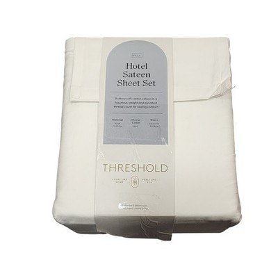 Threshold Hotel Sateen Sheet Set Full White 800 Thread Count 100% Cotton 4pc