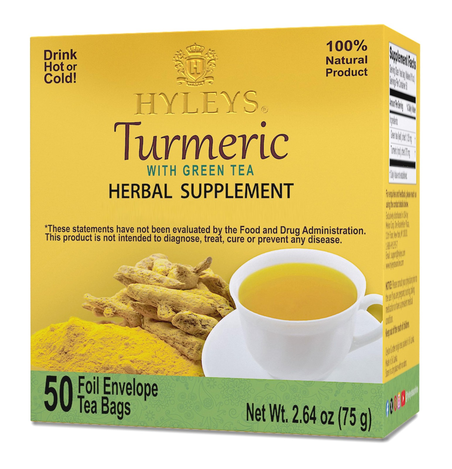 Turmeric Tea - Original Flavor - 50 Tea Bags - Wellness Herbal Supplement