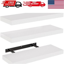 Elegant Floating Shelves Set of 3 in White - Invisible Brackets for Space Saving