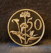 1974 South Africa 50 cents, native flowers, CAM/DCAM proof mint: 15,000 KM-87