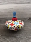 Ohio Art Vintage 1950’s Spinning Top Tin-Litho with Colorful Designs Wood Handle