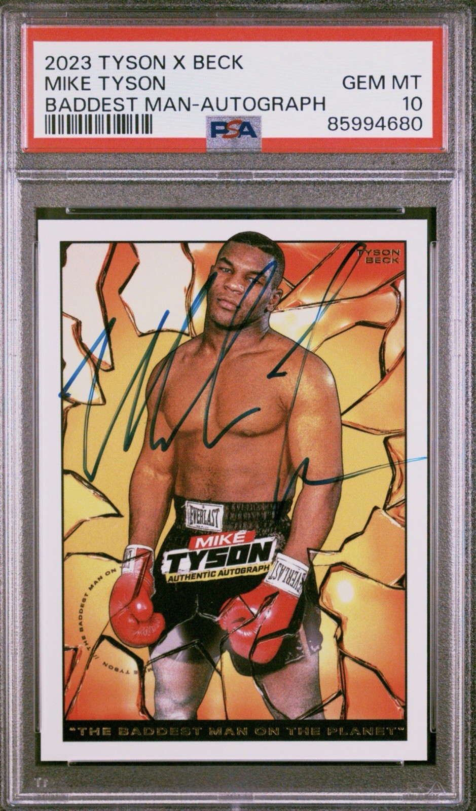Tyson Beck 2023 Tyson X Beck Mike Tyson Baddest Man Auto /29 PSA 10 Cert view 1