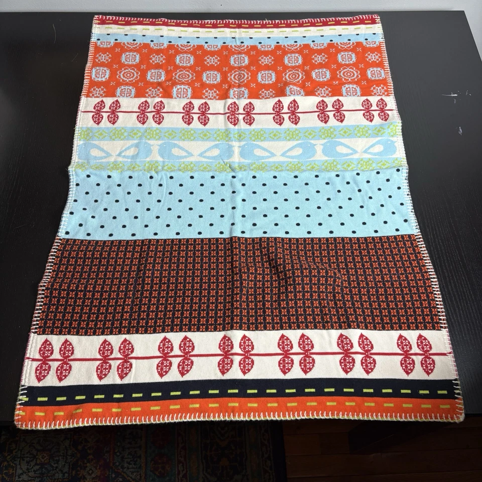 MAMAS & PAPAS Sweater Knit Cotton Baby Blanket Colorful Birds Dots Leaves - Image 2 of 4