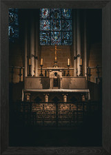 Church Altar with Stained Glass Framed Wall Art Poster Canvas Print Picture