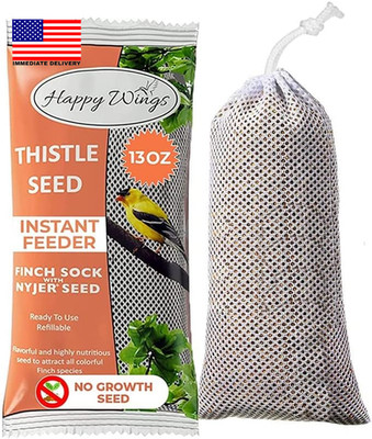 13Oz Thistle Seed (Nyjer) Bird Food Prefilled Sock, No Grow | Oil Rich, High Fat
