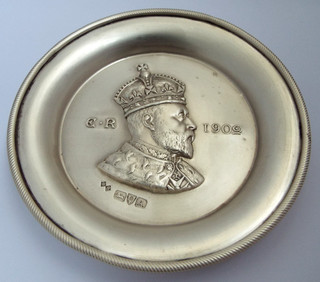 LOVELY ANTIQUE 1901 STERLING SILVER KING EDWARD VII ROYAL CORONATION DISH TRAY