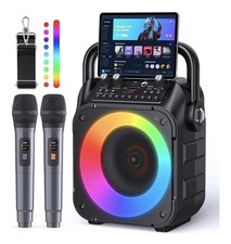 K9-M Karaoke Machine Bluetooth Speaker with 2 Wireless Microphones  LED Lights