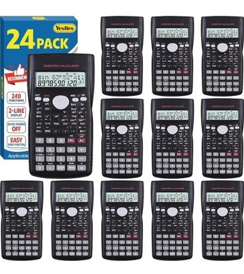 24 Pack Scientific Calculators 2-Line Display 240 Functions Classroom School New