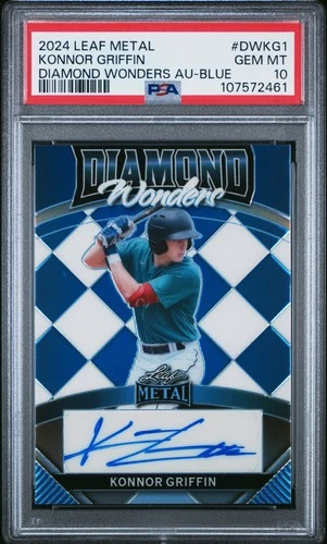 Rare POP 1 - 2024 Leaf Metal Diamond Auto #DWKG1 Konnor Griffin /25 Blue PSA 10