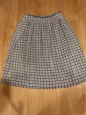 CHANEL Checked Tweed Skirt Beige Navy Authentic Size 34 P32808V22984 Women's