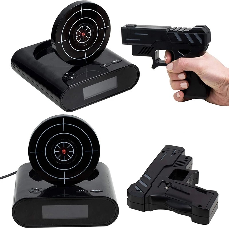 Electronics Desk Clock Digital Gun Alarm Clock Gadget Target Laser Shoot For Chi