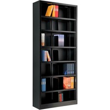 All Steel Bookcase 36" W x 12" D x 84" H Black 7 Openings