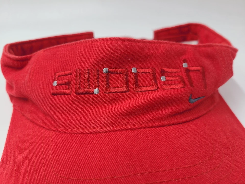 De colección Nike Swoosh Air Sol Golf Visera Ajustable Sombrero Gorra Algodón Hombres Mujeres Rojo Foto 4 de 4