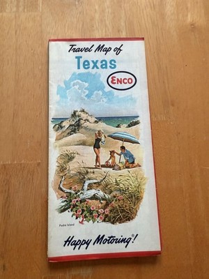 Vintage Enco Texas Travel Road Map Humble Oil Happy Motoring Folded Brochure