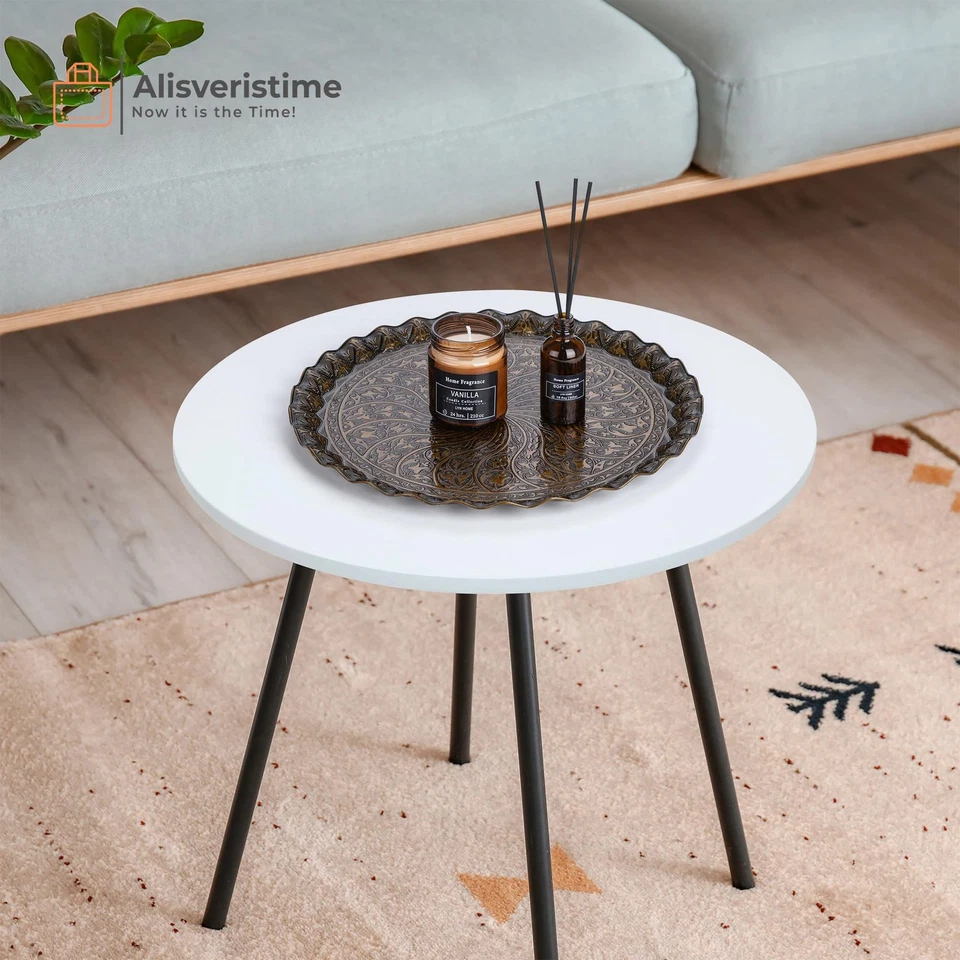 Turkish Ottoman Coffee Tea Serving Tray – 11.8 Inches, Wavy Zamac Tray with T... - Image 2 of 4