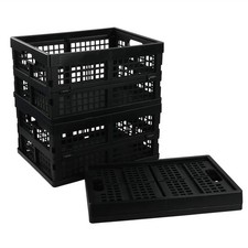 3 PCS 16 Quart Black Collapsible Storage Crates Folding Plastic Milk Crate