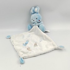 Doudou lapin bleu blanc mouchoir TEX BABY - 34325