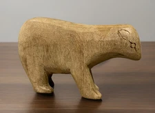 Vintage Polar Bear Hand Carved Wood Figurine Statue Wild Animal