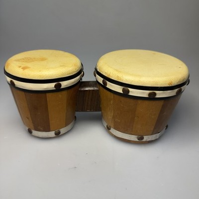 Vintage JOM Wood Bongo Drums Mini Hand Percussion Latin Music Instrument
