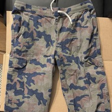 Lands End Kids Iron Knee Pull On Stretch Cargo Joggers Camo 14-16H