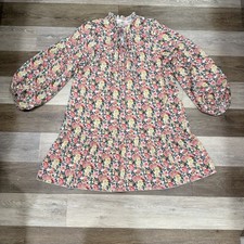 Kirundo Ruffle Babydoll Dress Sz Large Tiered Floral Boho Chic Keyhole Neck EUC!