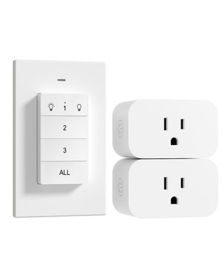 DEWENWILS Wireless Light Switch,No Wiring,2 Plug Outlet,100 Ft Range