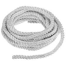 5 Yards Soft Twisted Rope Trim, 8mm White Polyester Cord for DIY Craft